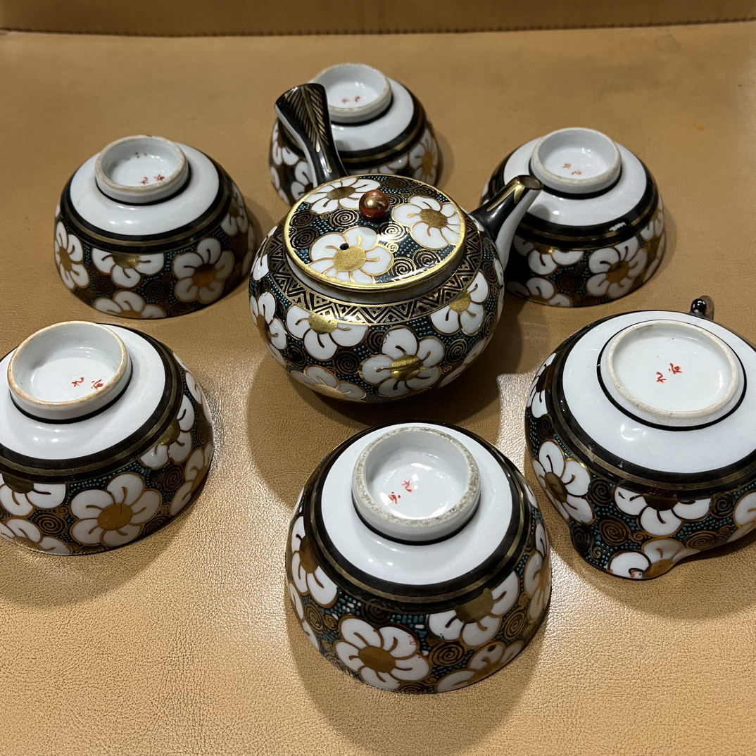 舶来精美九谷百花茶具套（7件套）茶杯陶瓷