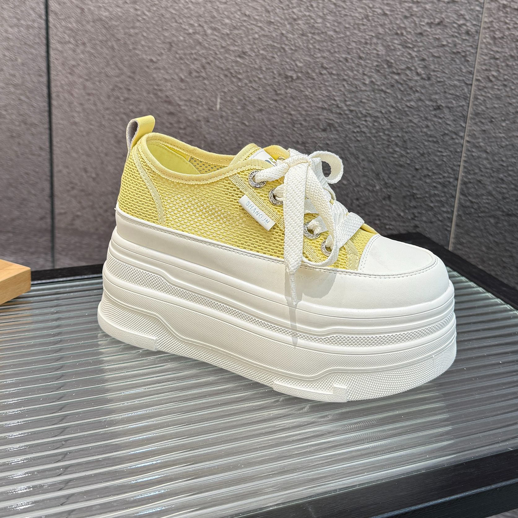 【增高8CM】透气网面小白鞋女2025夏季百搭显瘦厚底运动休闲空调鞋