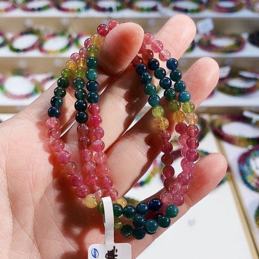 碧玺手链未镶嵌G2353三圈颜色微差