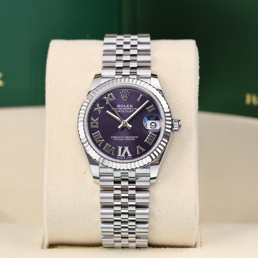 99新 Rolex/劳力士 278274-0026 紫罗马刻度vi钻 2025年8月保卡