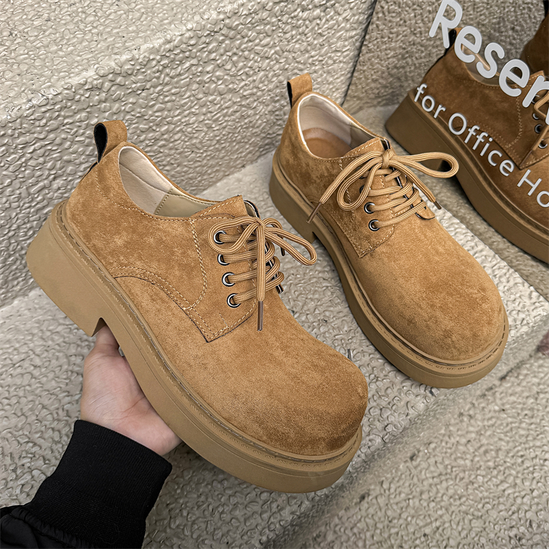 大头cleanfit翻毛皮德比鞋男女厚底增高英伦风工装低帮德比鞋皮鞋