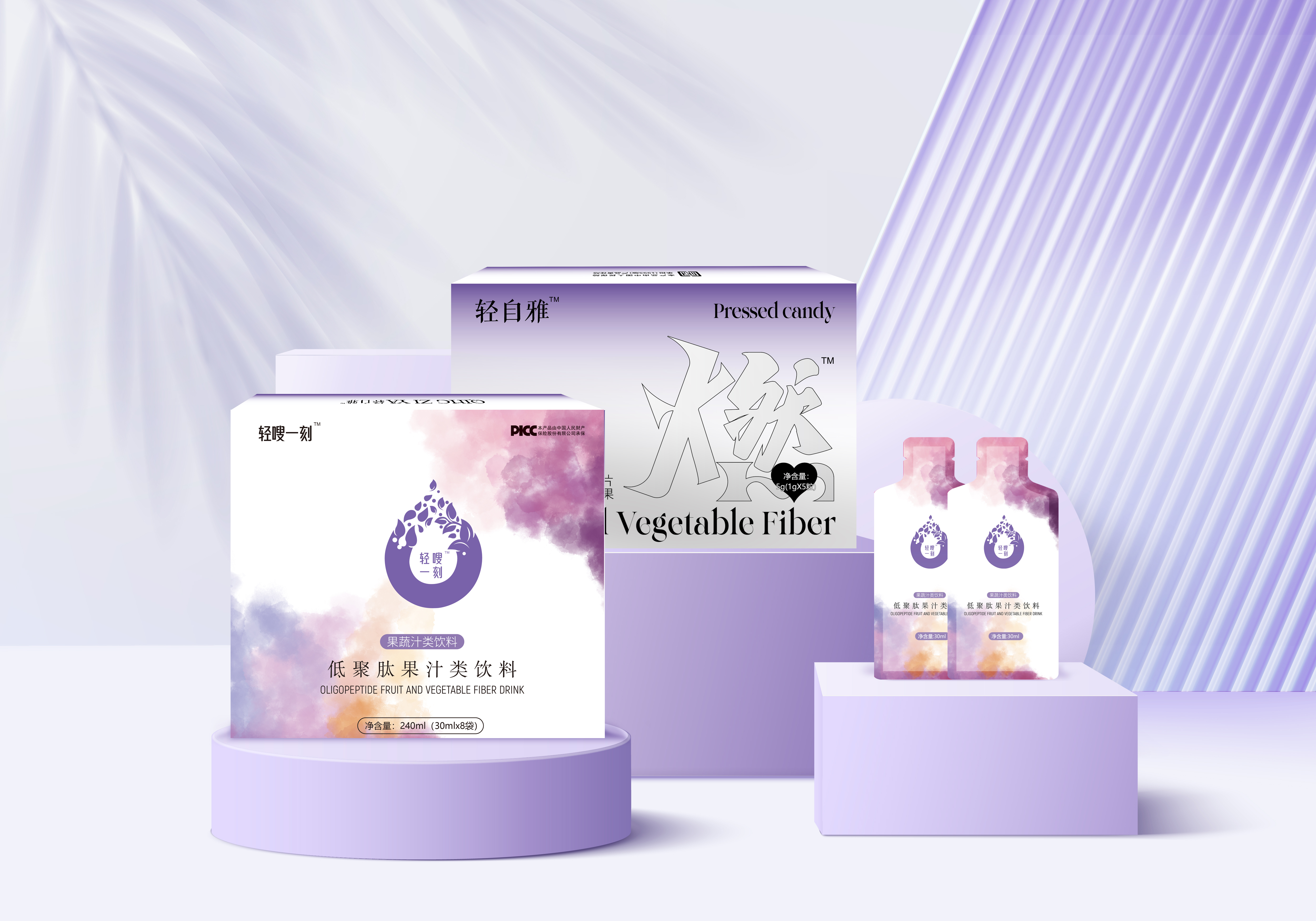 果蔬纤维糖果与低聚肽益生元复合果饮快燃组合