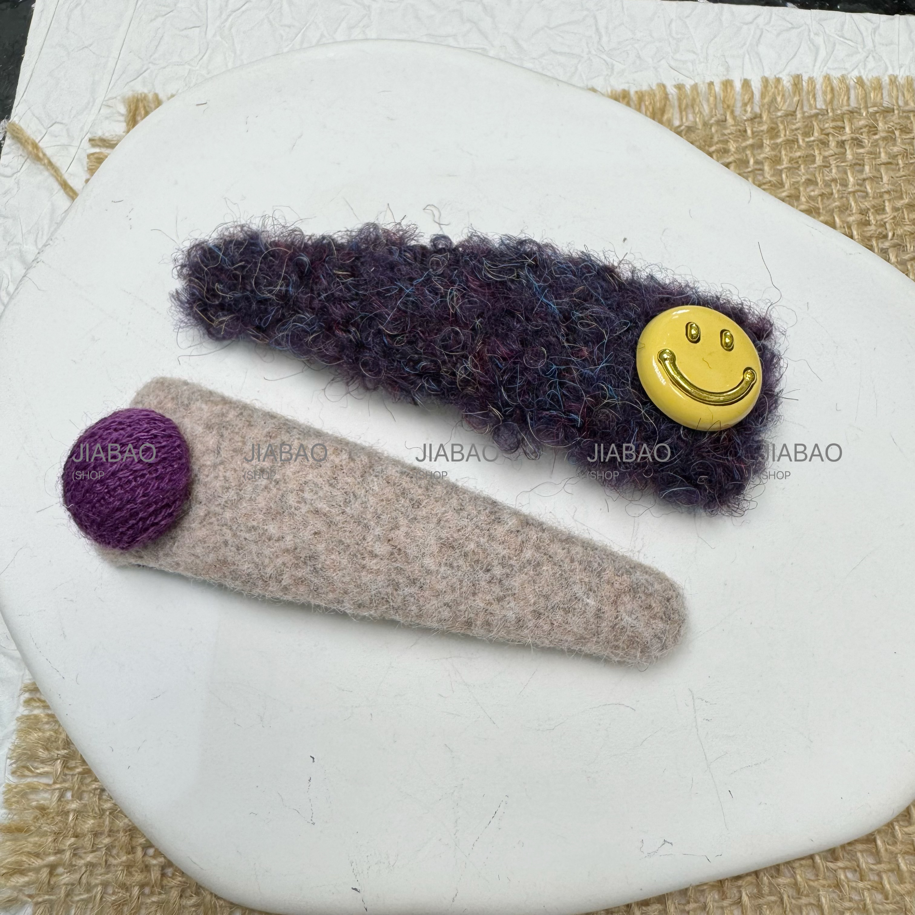 韩系东大门高级感轻奢粉色毛绒BB夹对夹女百搭头饰手工