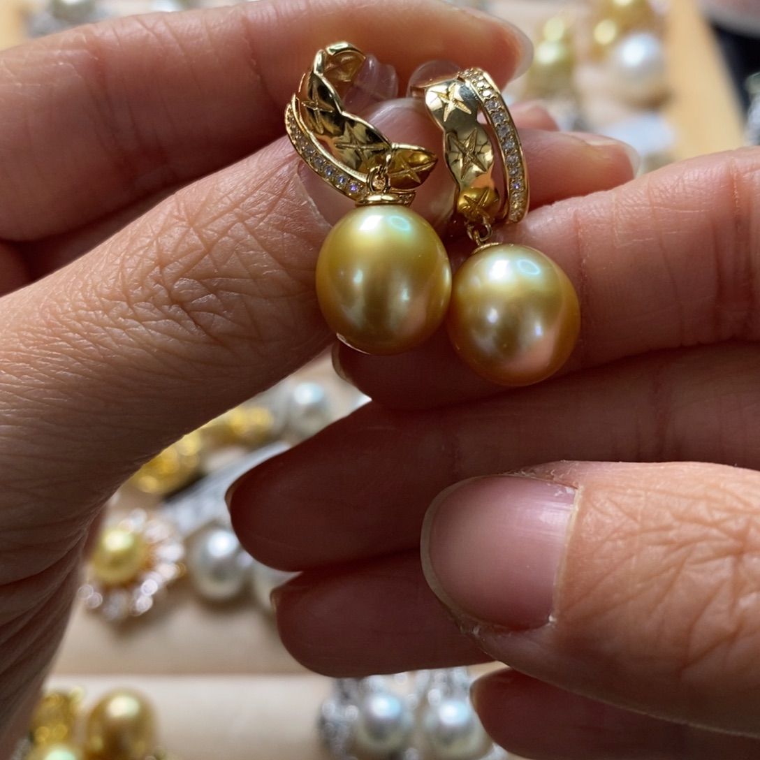 海水珍珠耳饰银S925镶嵌