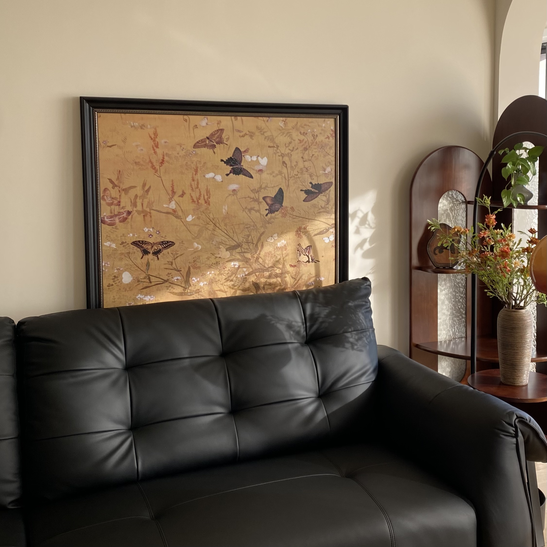 【百蝶图】法式中古风客厅装饰画复古小众餐厅挂画黑色沙发装饰画