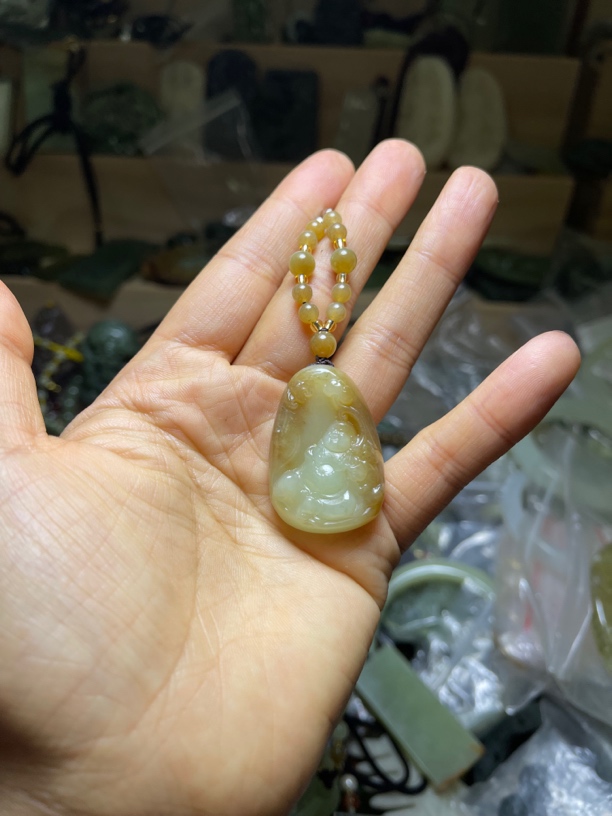 天然和田玉稀少佛公笑佛咪咪佛吊坠挂件珠宝