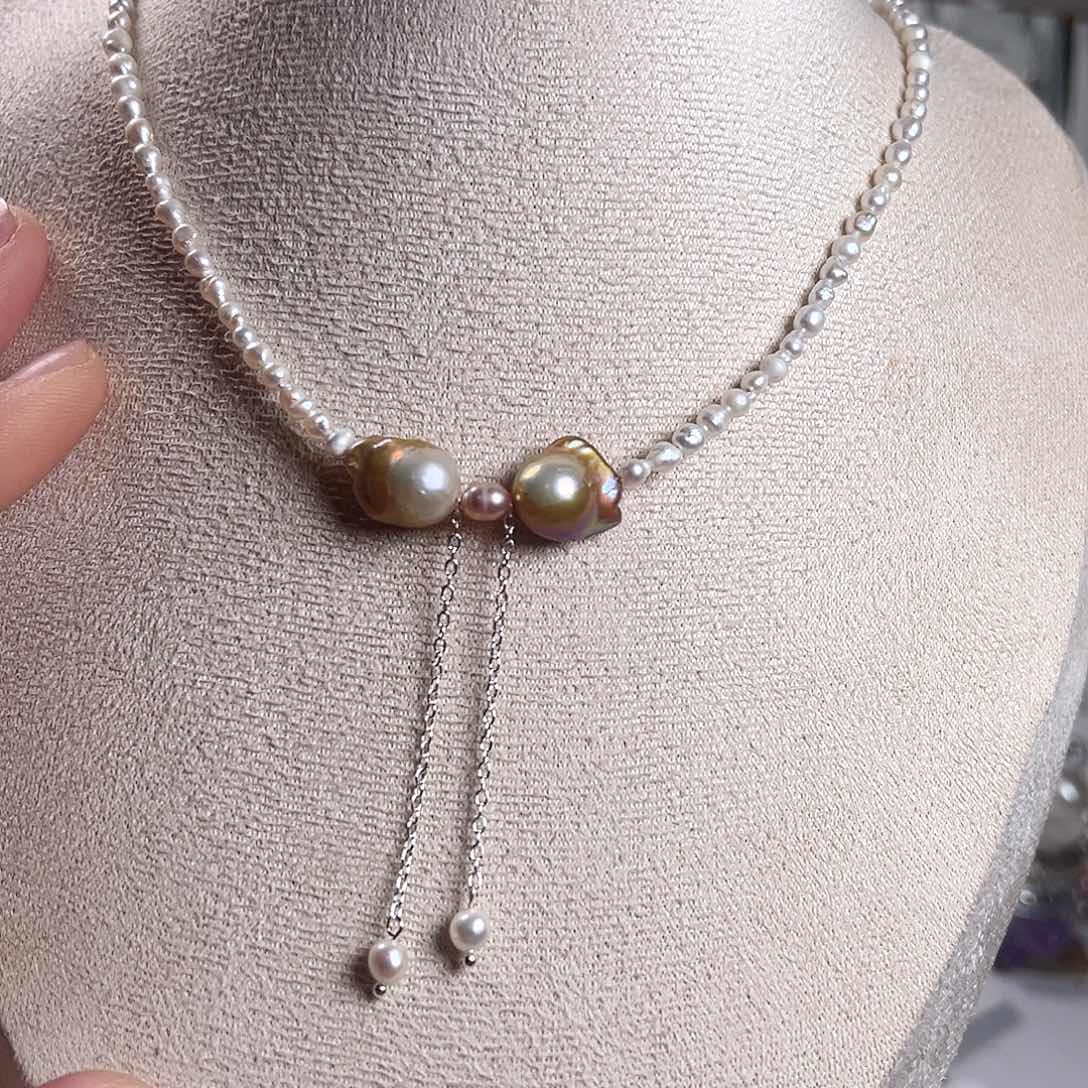 淡水珍珠银S925镶嵌颈饰