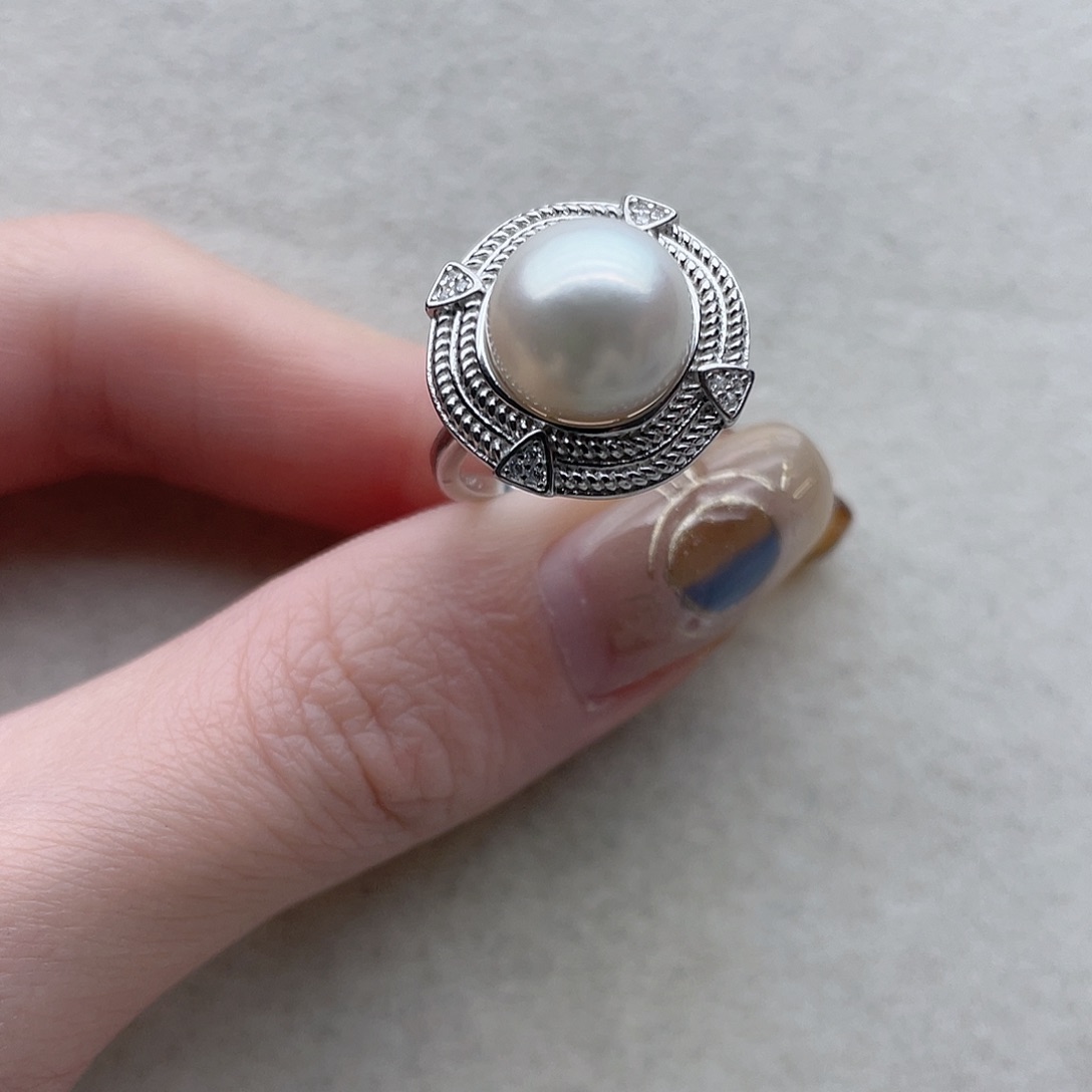 海水珍珠戒指58银S925镶嵌