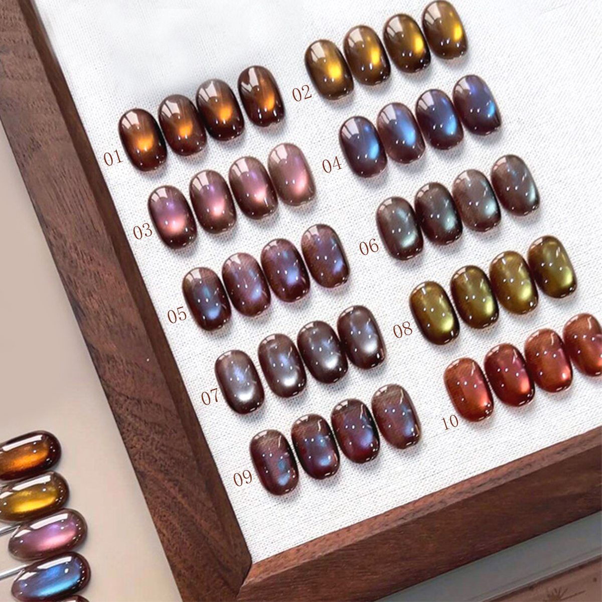 猫眼秋冬美甲推荐甲油胶2025新款黑巧琥珀棕玻璃珠窥梦美甲光疗胶