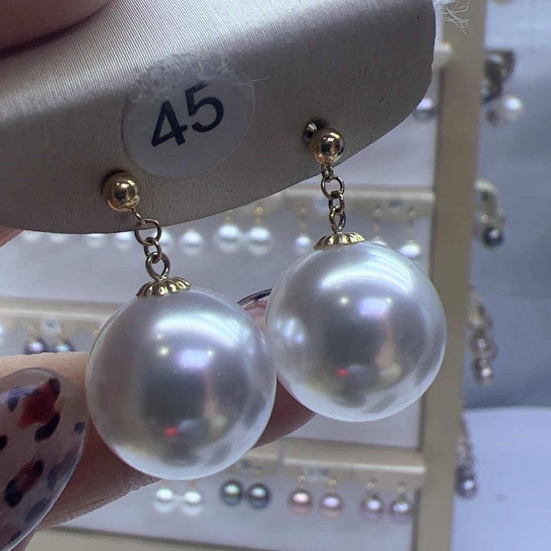 淡水珍珠耳饰18K金镶嵌
