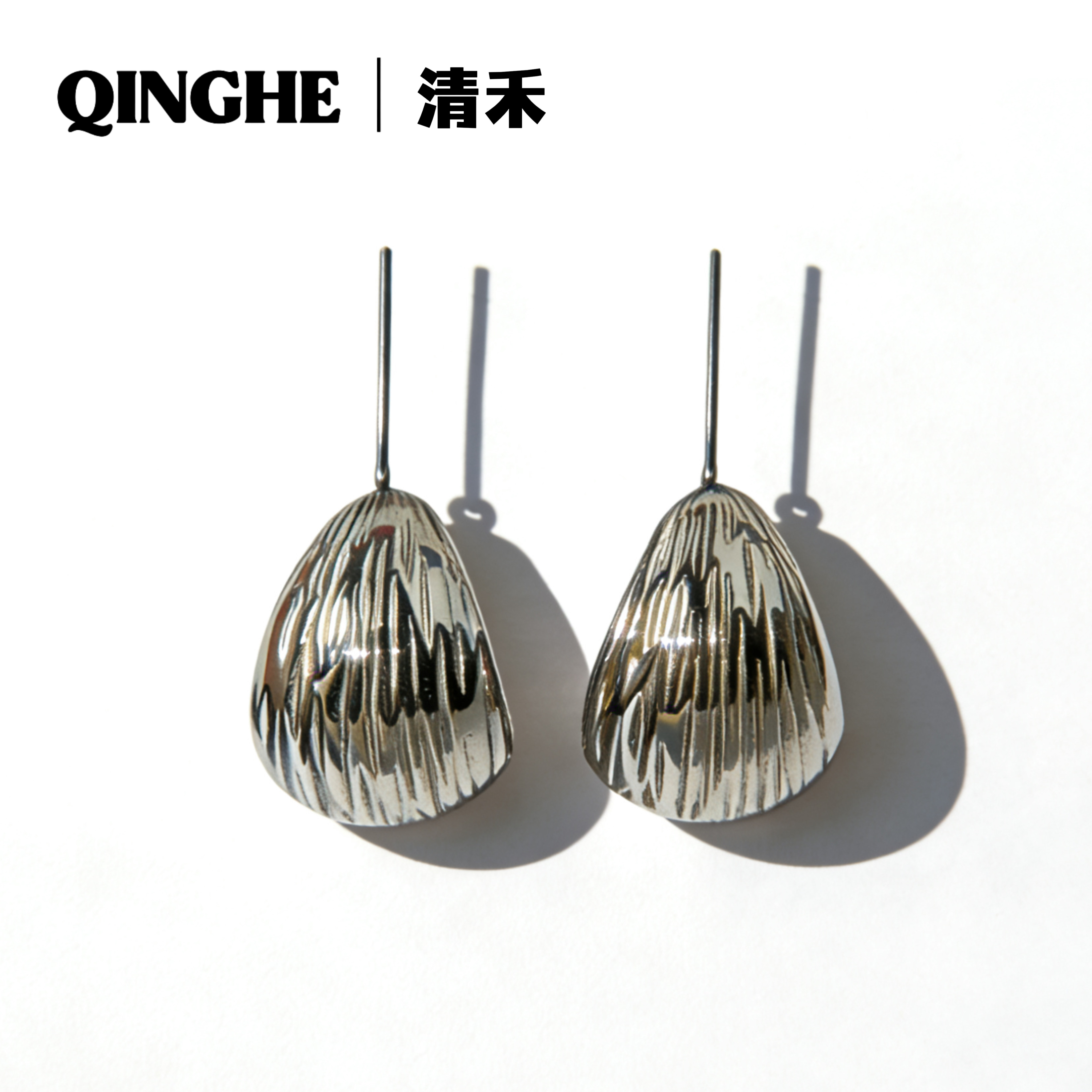 925银耳饰 肌理弧形半球耳钉百搭耳环ins