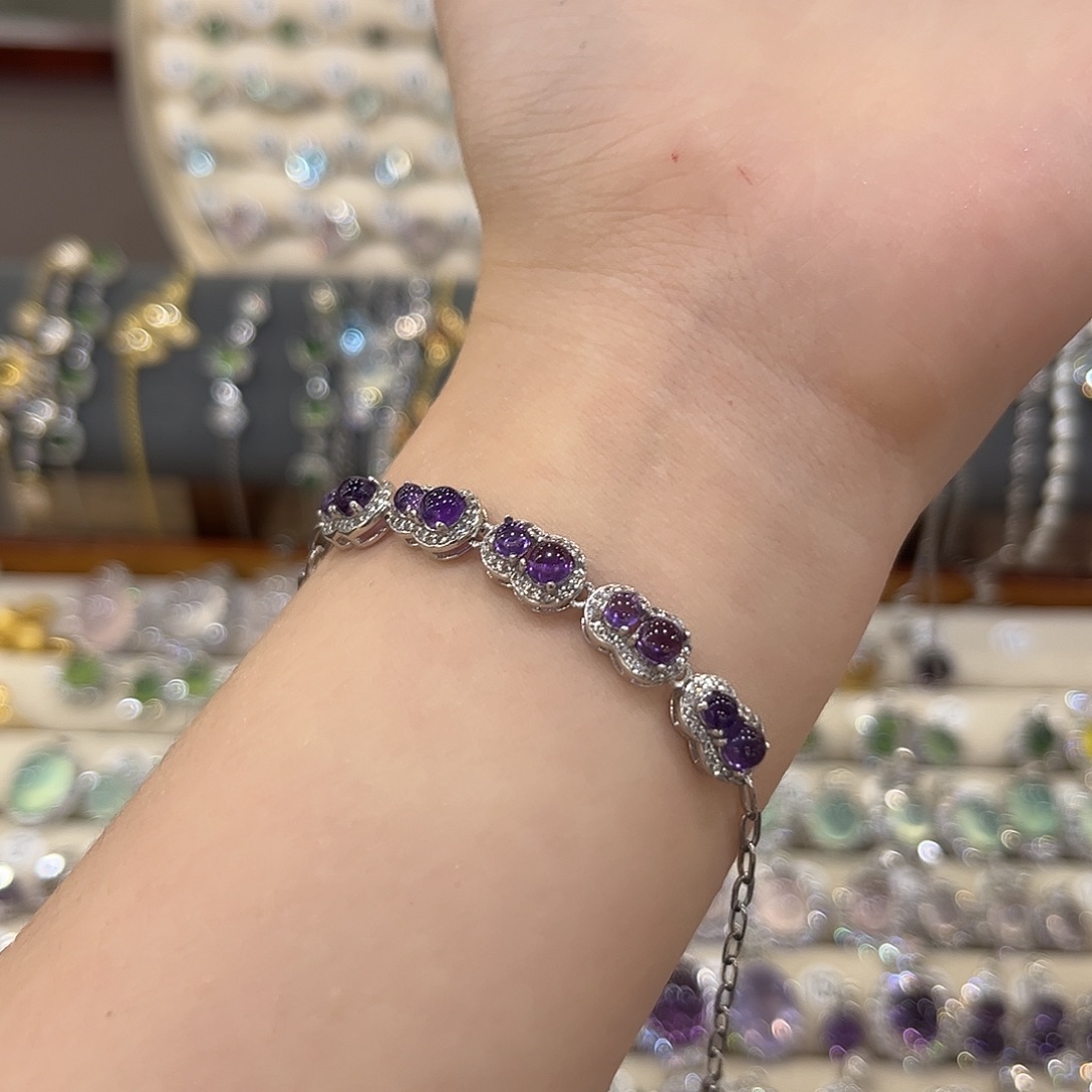 紫晶手链银S925镶嵌e**?手链