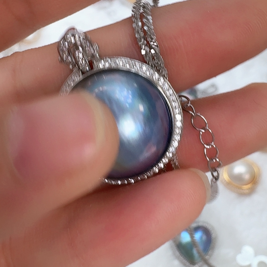 拼合珍珠（马贝珠）银S925镶嵌颈饰