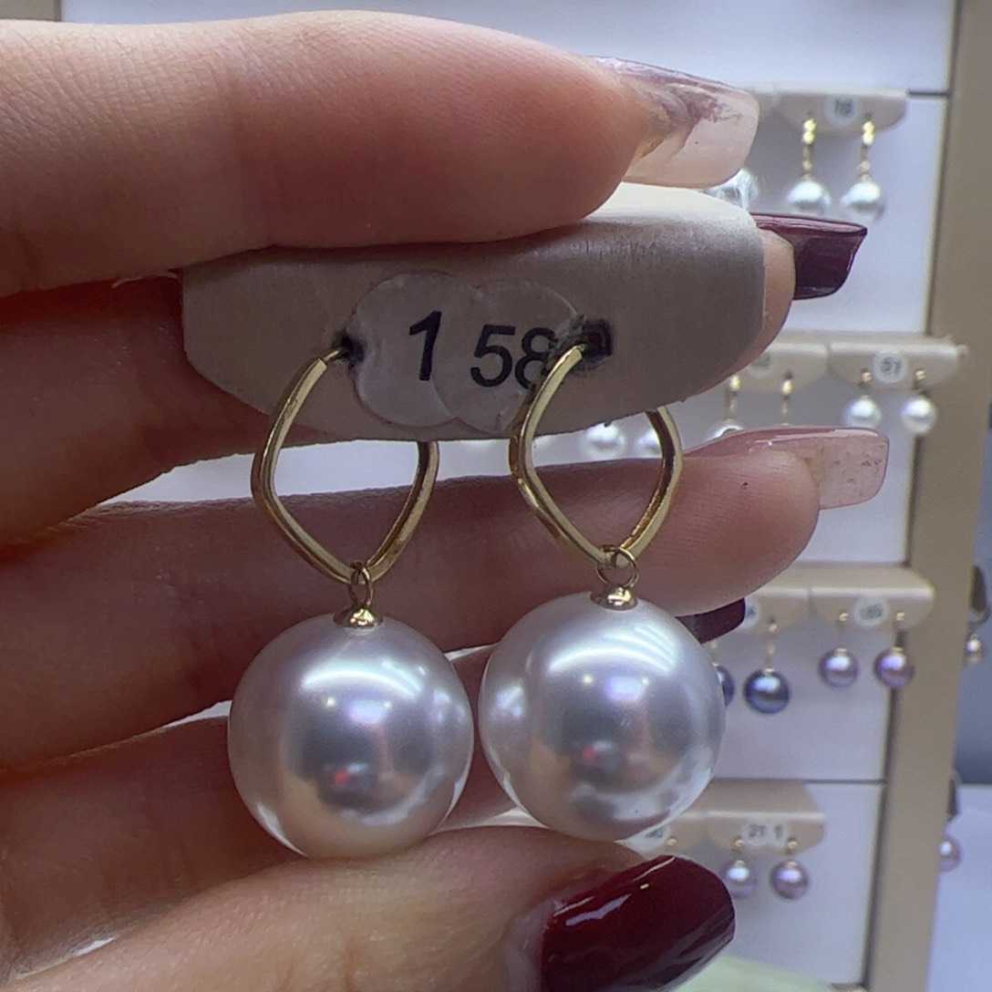淡水珍珠耳饰18K金镶嵌