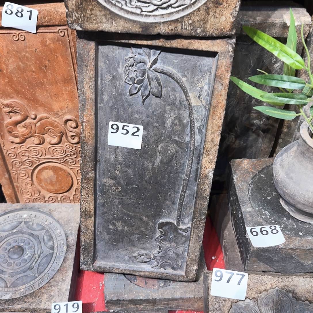 老砖后刻茶台，砚台，画像砖