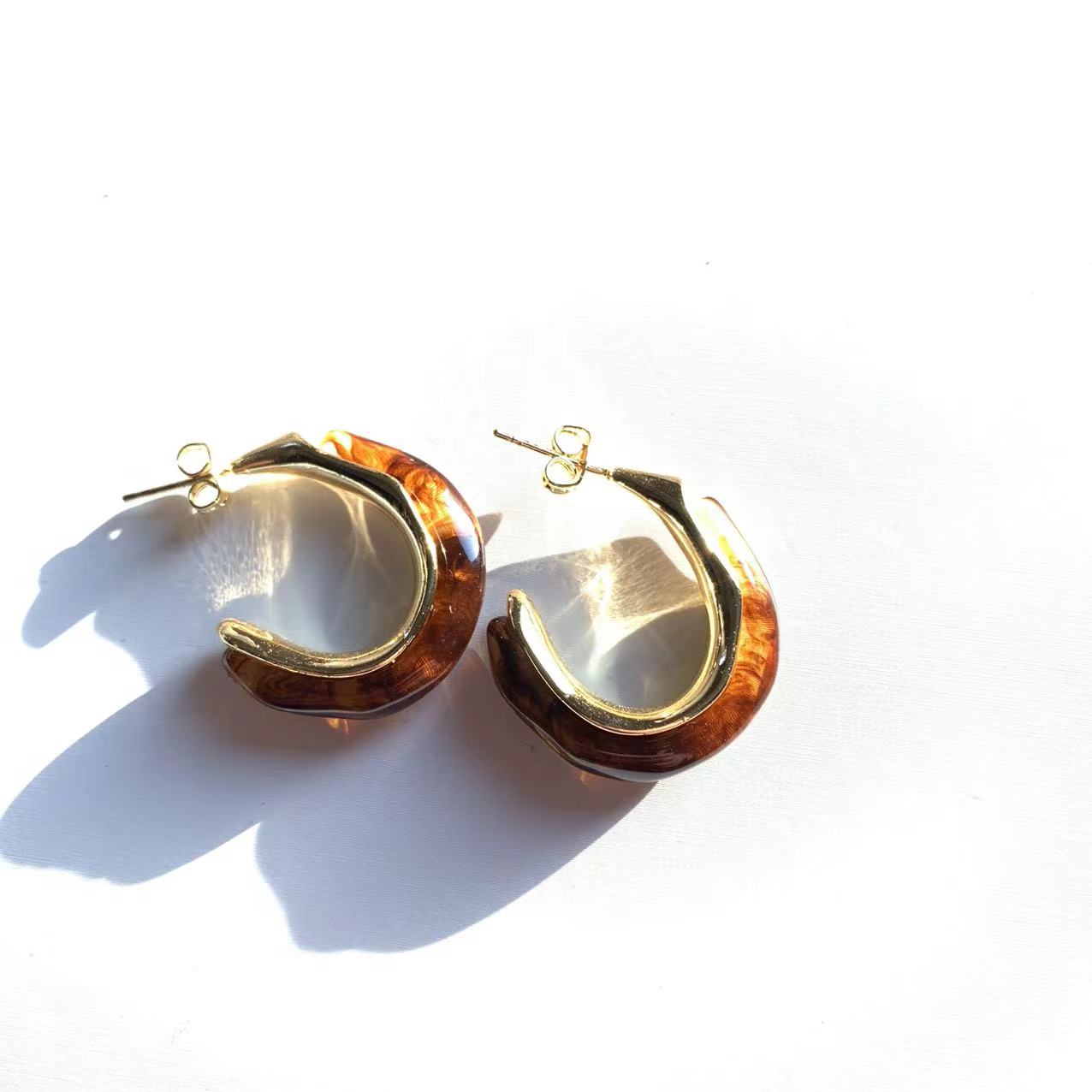 铜合金树脂耳饰 美拉德耳圈T0055