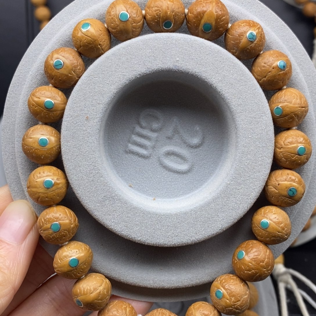 手串凤眼菩提12+松钉手串尼泊尔原皮原色同树籽