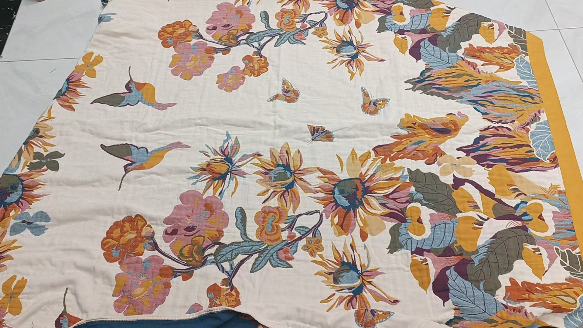 【京会社】纯棉纱布盖毯200*230cm水墨花香（新）