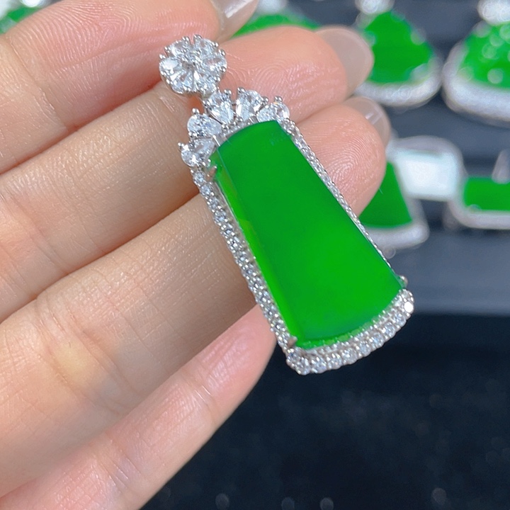 翡翠银S925镶嵌吊坠(不含链)