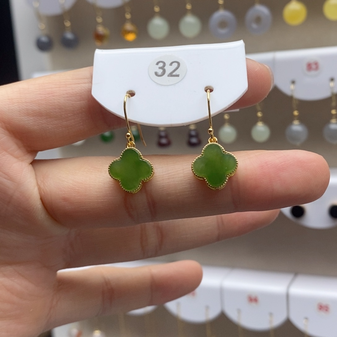 银S925镶嵌和田玉耳饰