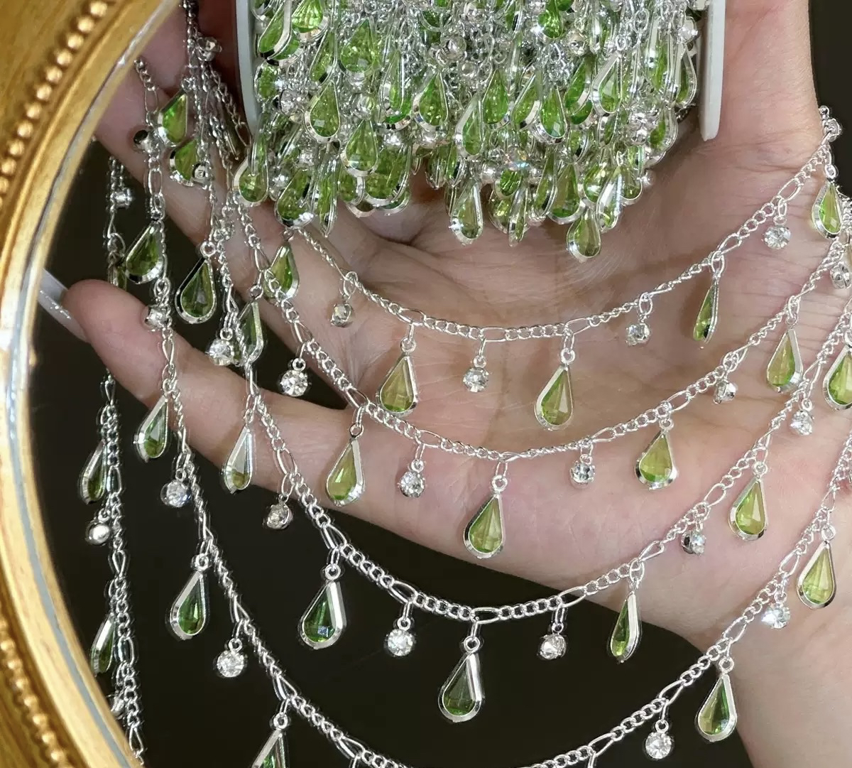编号339 银绿色水滴 人鱼泪 百搭链条 