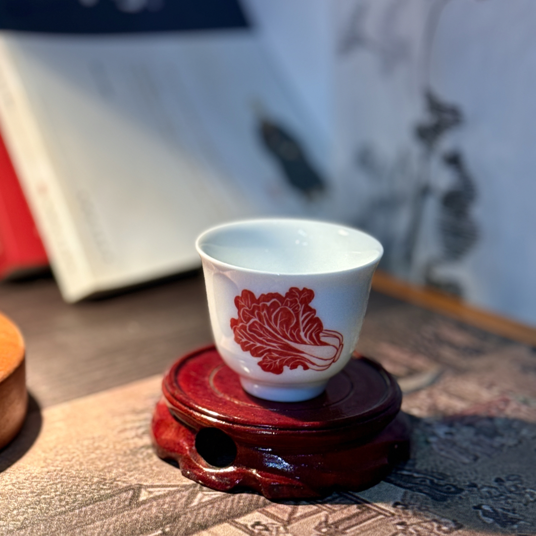 景德镇纯手工手绘百财杯主人杯