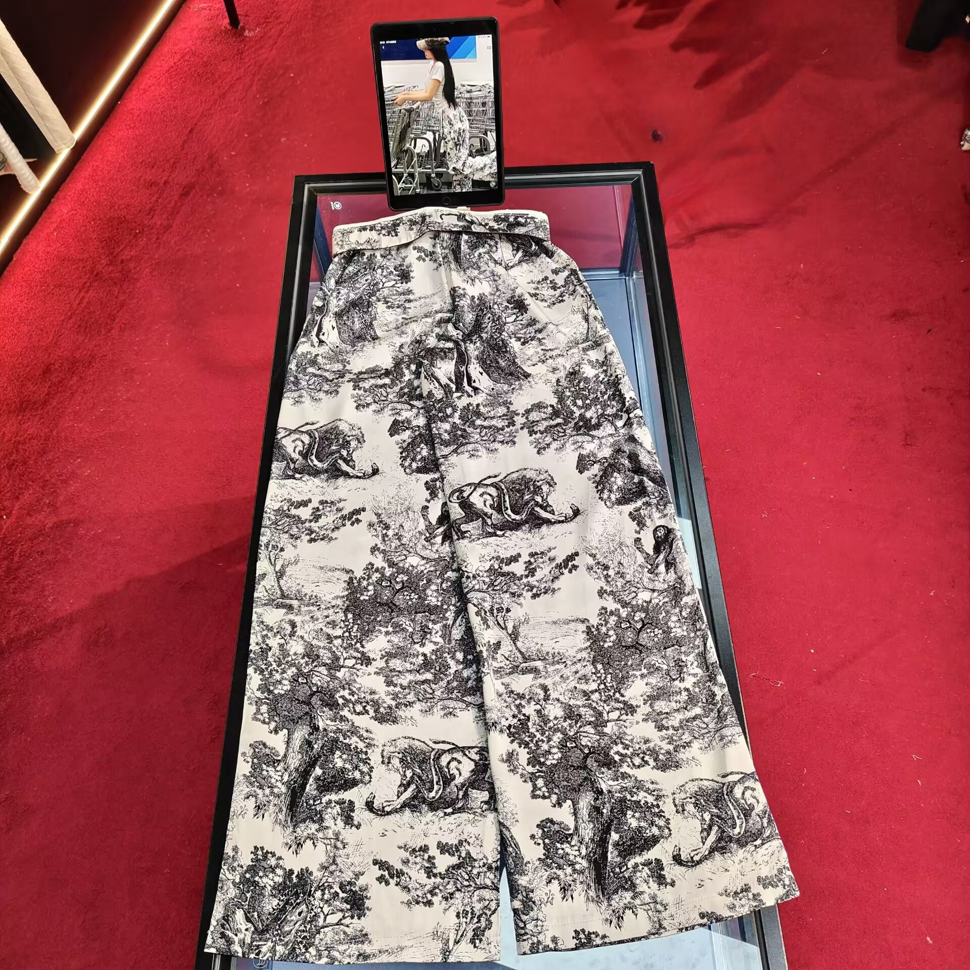 4111 水墨印花高腰休闲裤女款时尚设计感扎染提花
