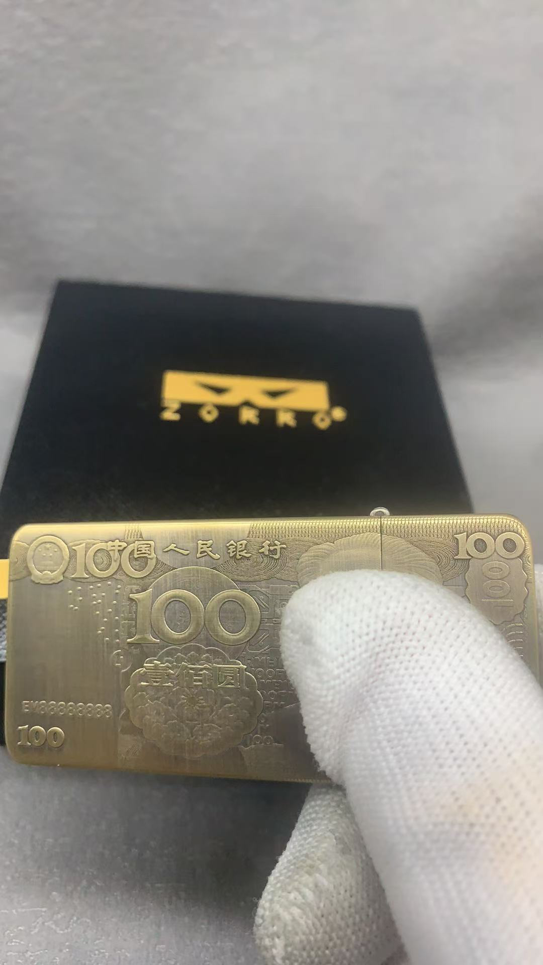 ZORRO正品佐罗新款二代Zc5精雕纪念煤油打火机金色