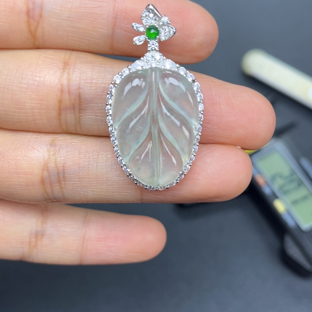 翡翠银S925镶嵌吊坠(不含链)