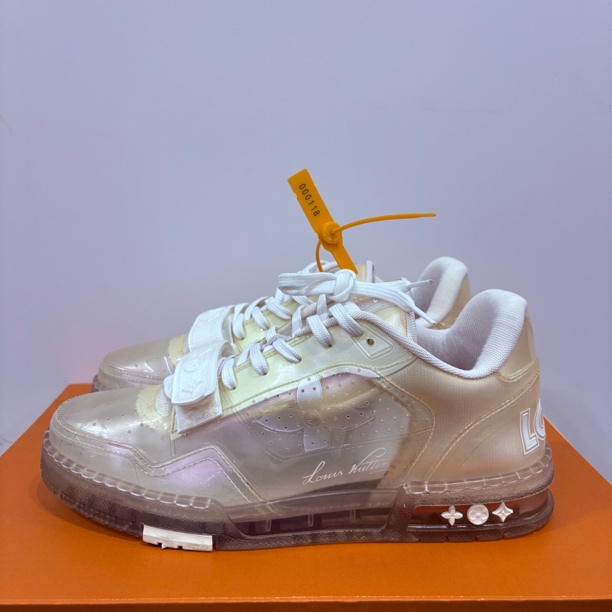 95新 LouisVuitton/路易威登 41.5码 LV trainer 白色透明 板鞋