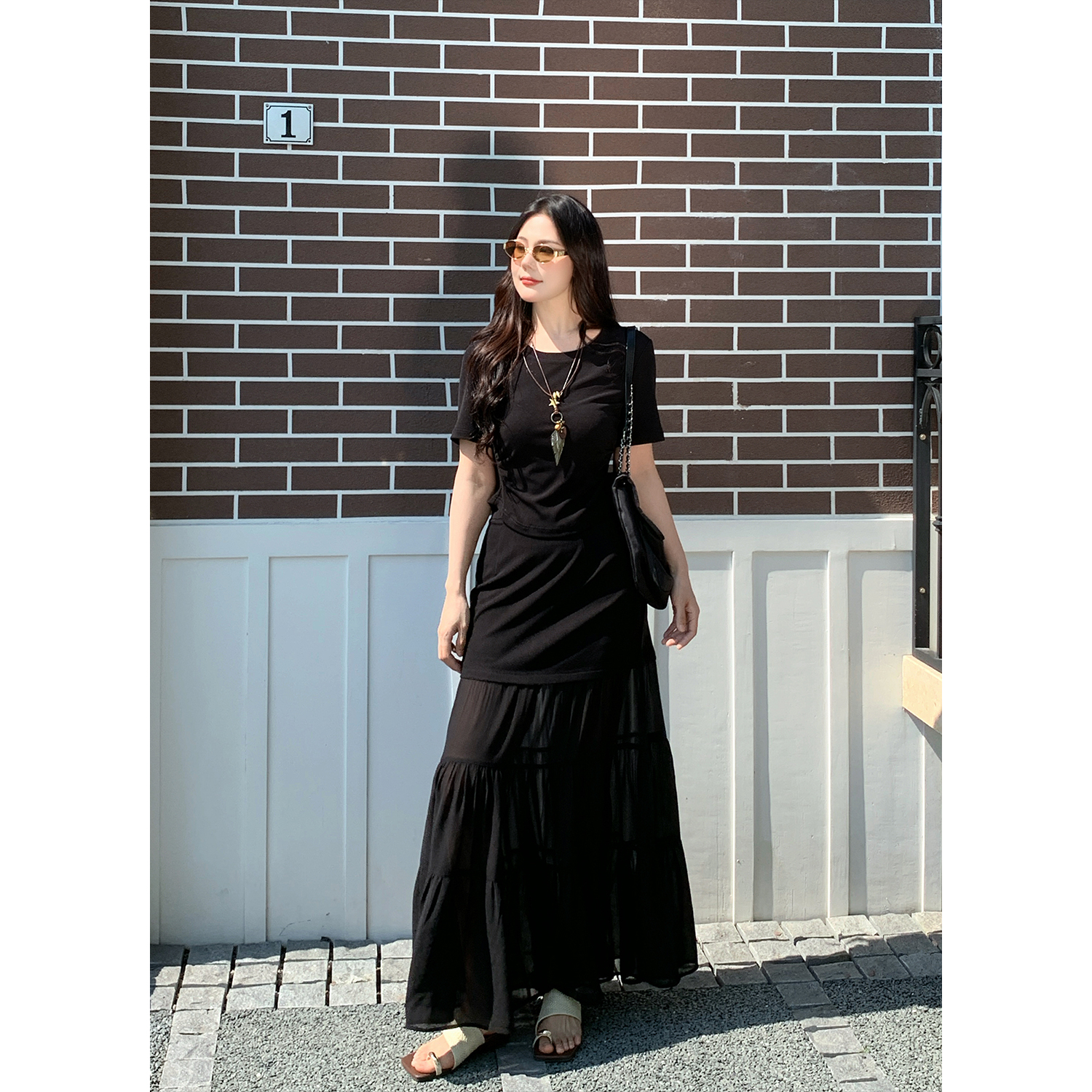 【夜色迷雾】蛋妹大码女微胖mm夏季简洁百搭显瘦两件套装DM40578