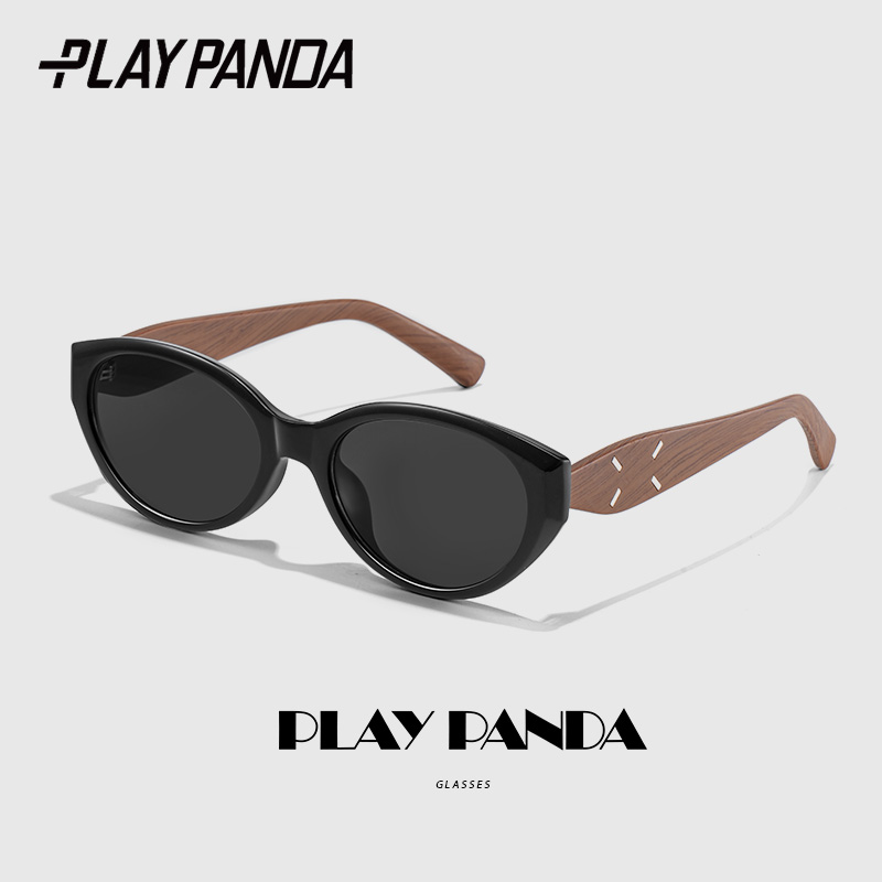 PLAYPANDA猫眼墨镜女款时尚木纹太阳眼镜2025爆款防晒防紫外线