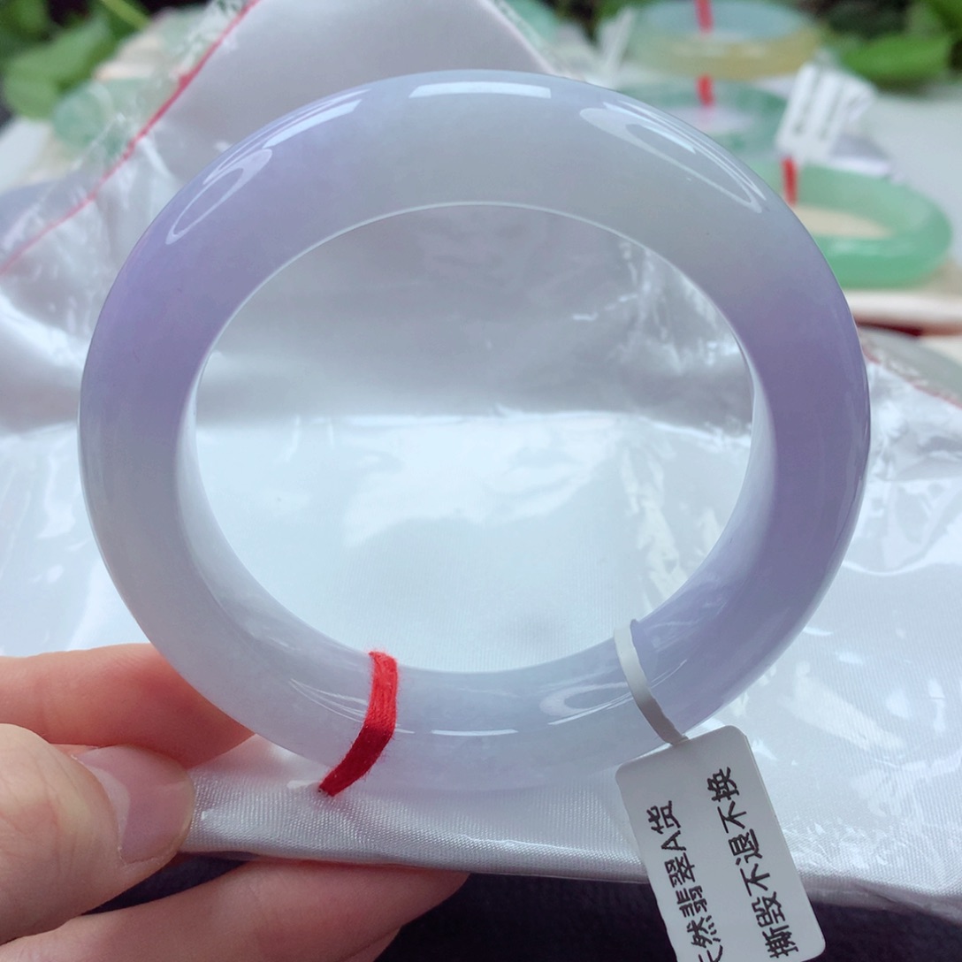 翡翠手镯未镶嵌58 版型大气 紫气东来显富贵 小小