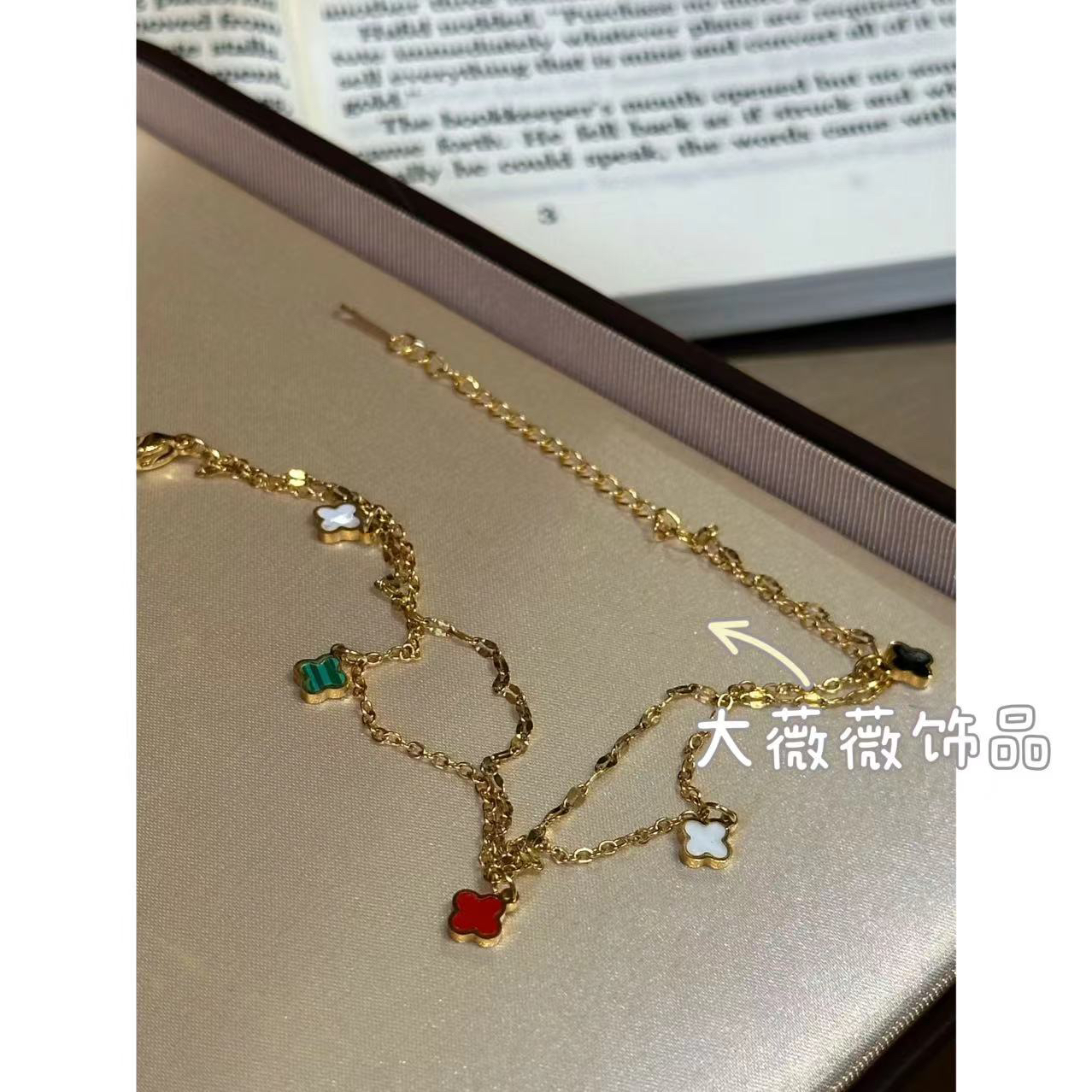 钛钢脚链 百搭时尚彩色花朵脚链-4827