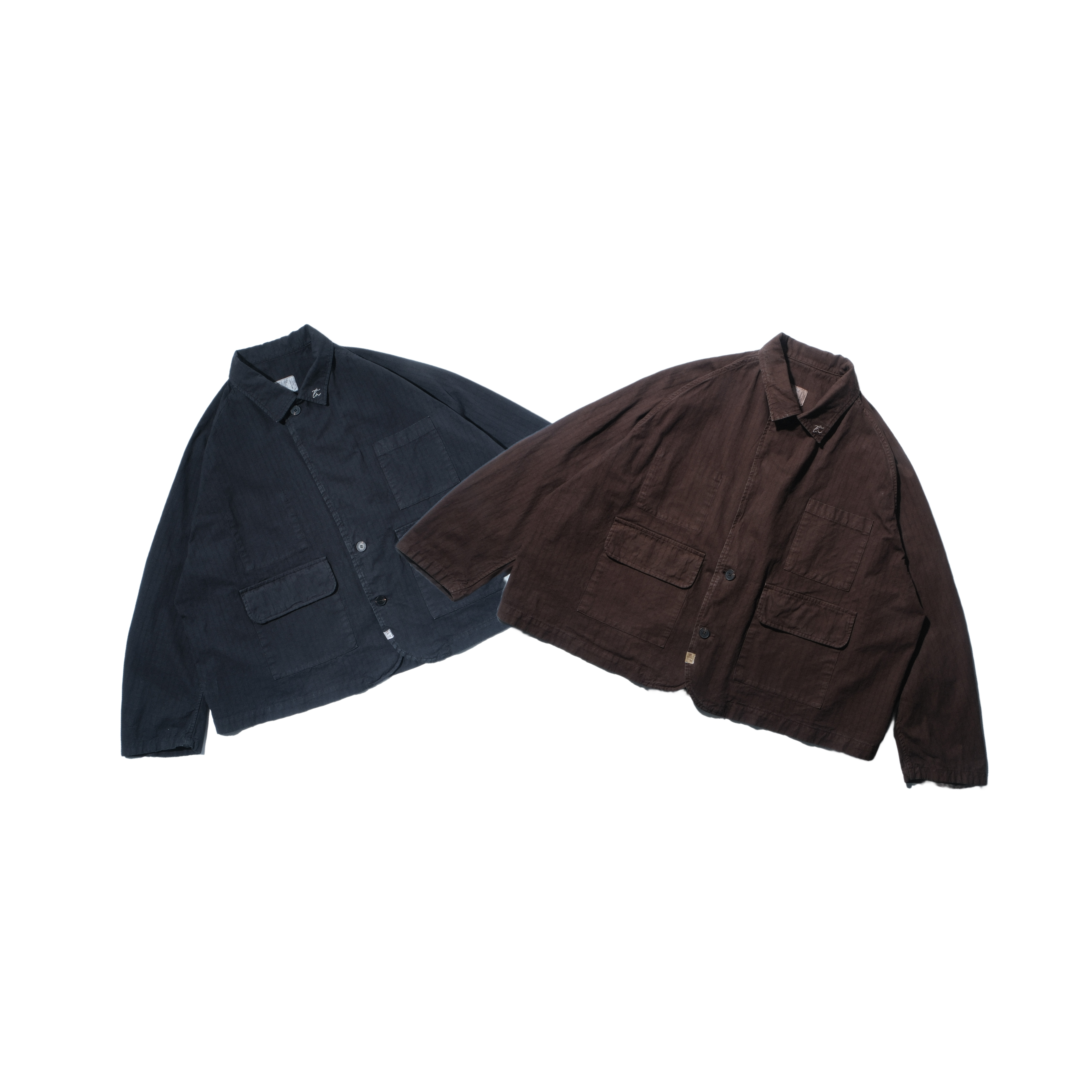      TN“水母”复古水洗件染绣花多袋西装夹克双穿外套