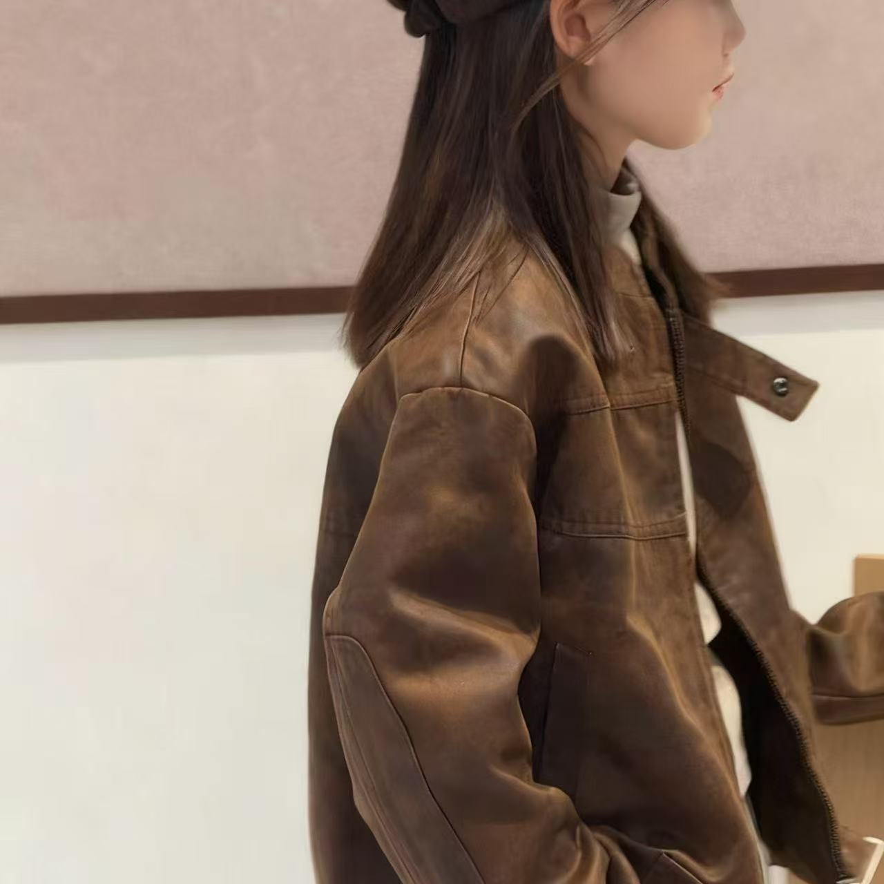 儿童冬季夹棉立领软皮夹克帅气潮流女童外套A14