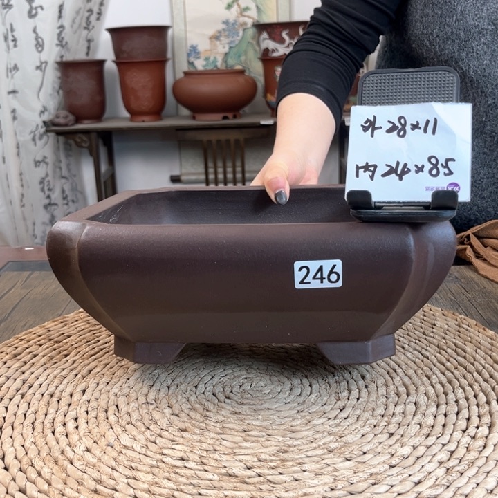 紫砂花盆老紫泥孤品246