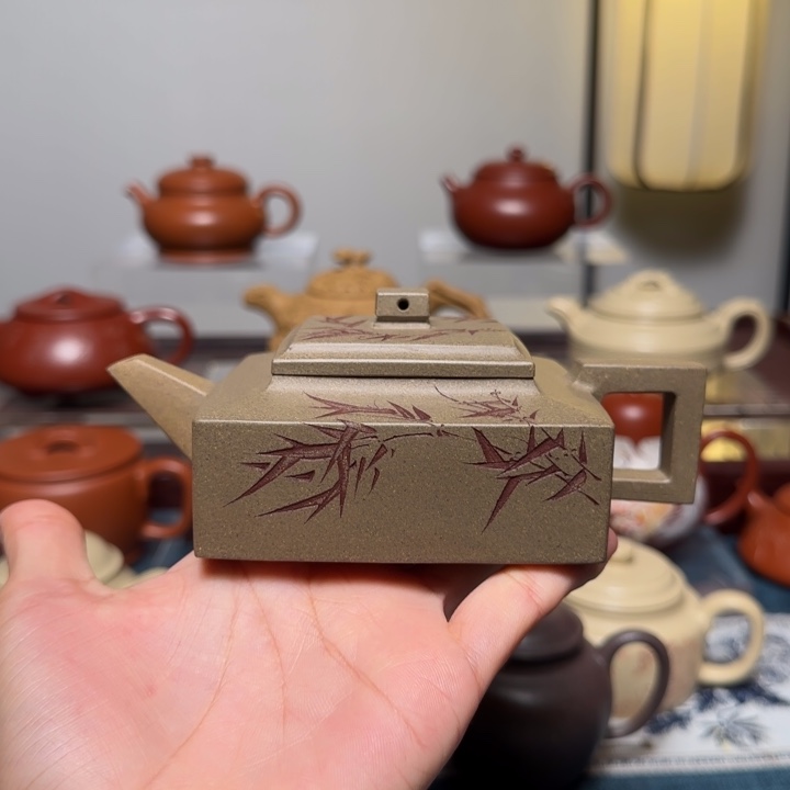 紫砂茶壶全手工四方壶 200cc 青段泥