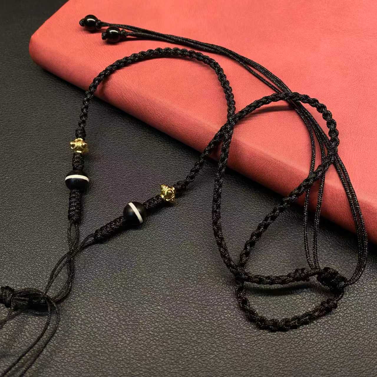 锁骨绳黑色吊坠绳可调节通用简单大方手工绳子编绳项链项链绳挂绳