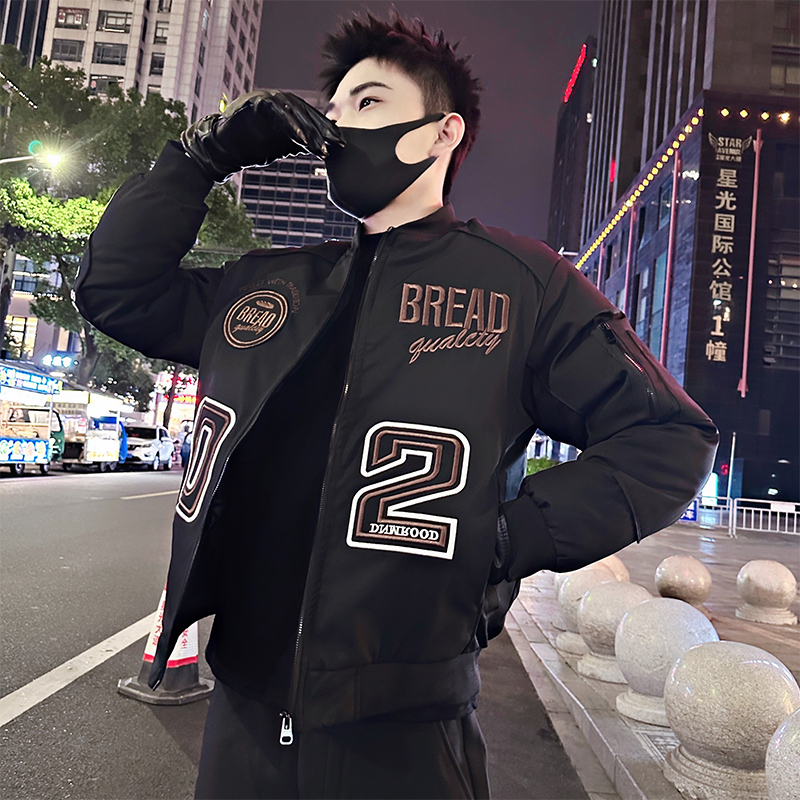 美式男款棉服外套百搭加厚休闲棉衣冬季新款男士棒球领痞帅袄子潮