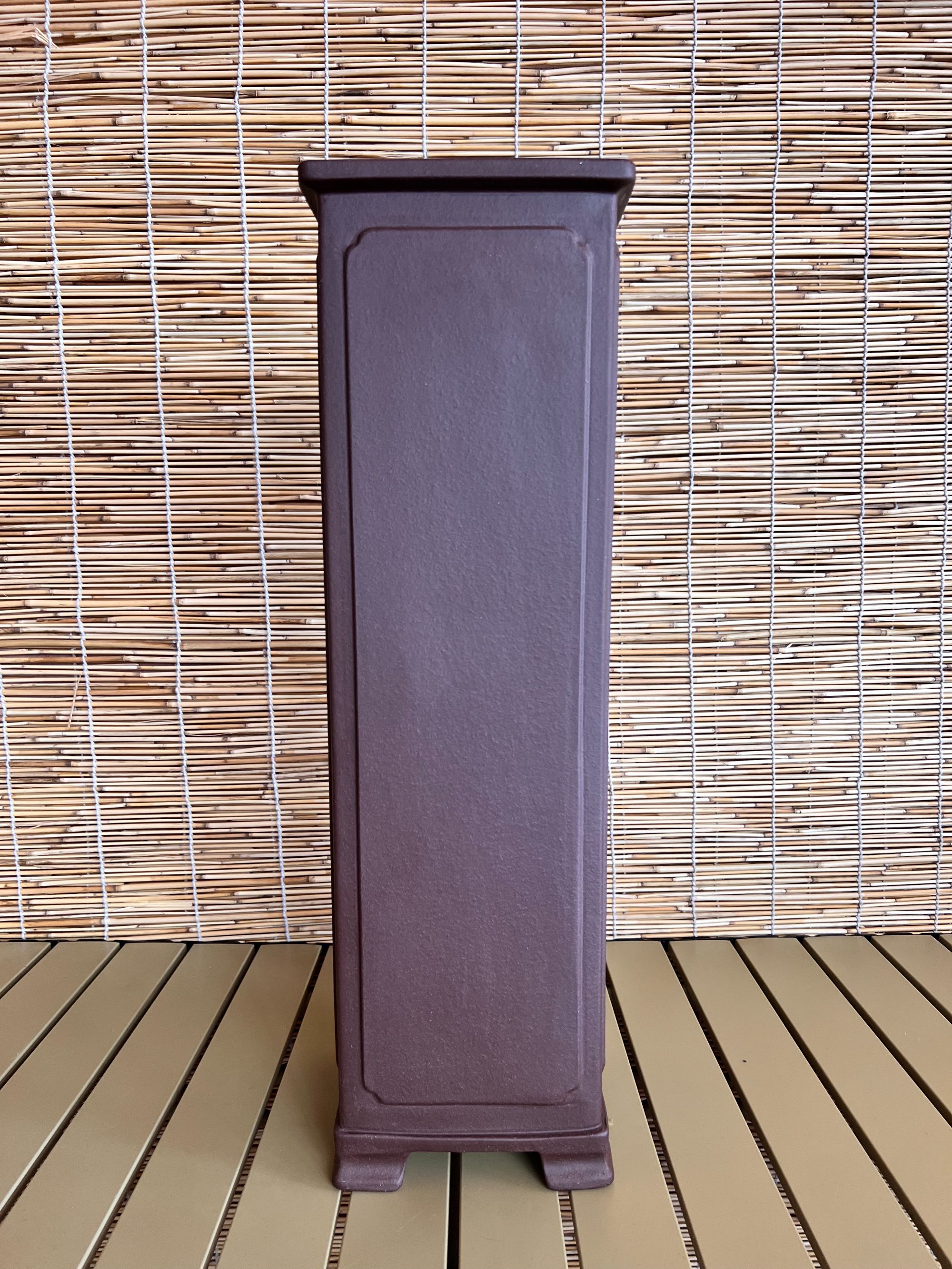 紫砂奎面四方高签筒悬崖式兰花盆室内阳台盆景专用花盆