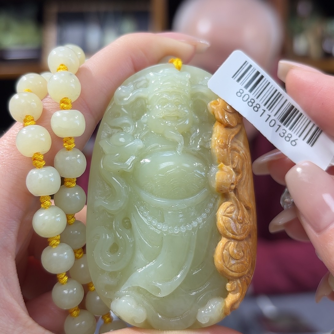 和田玉吊坠财神未镶嵌