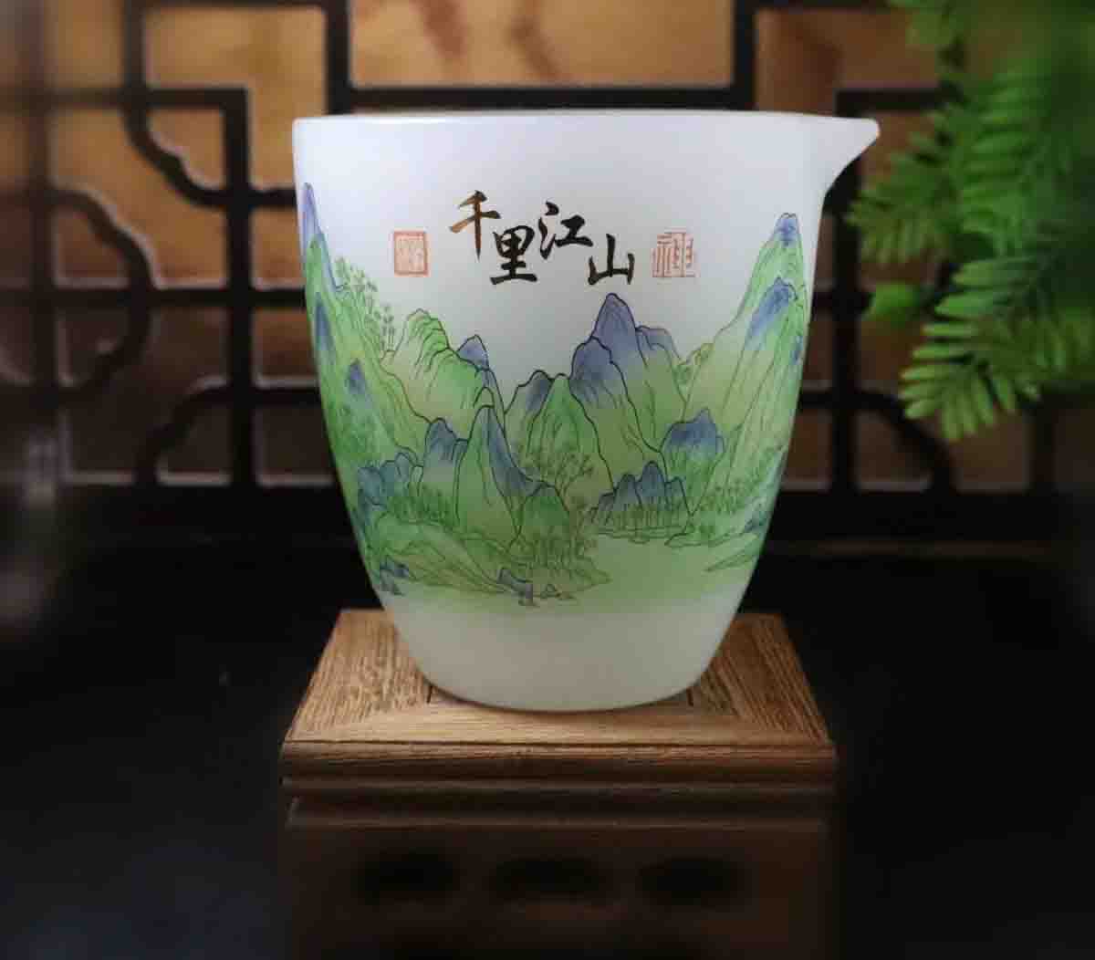 琉璃千里江山功夫茶具套装家用简约山水公道杯水杯分茶器高档礼品