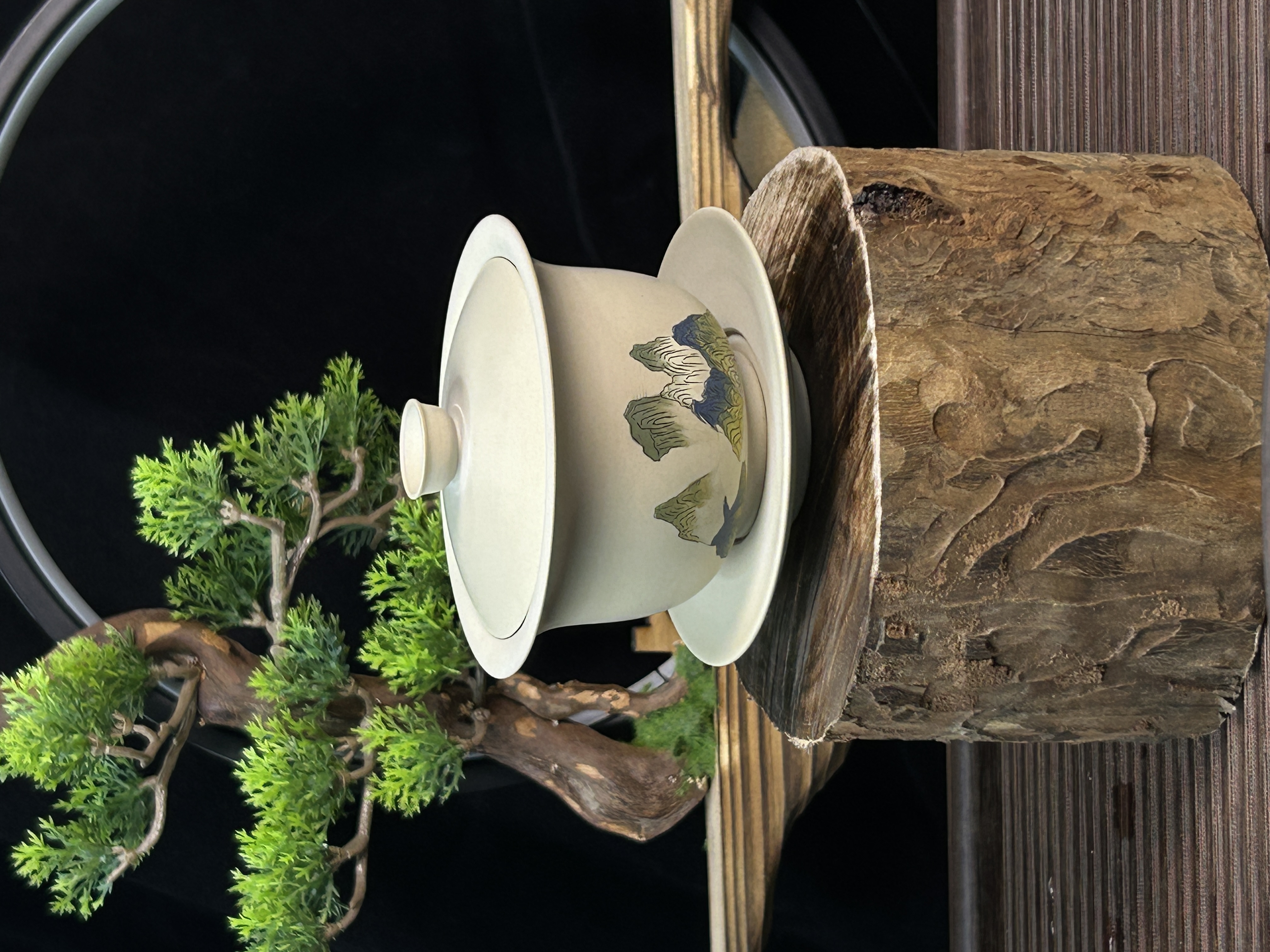 紫陶云南建水紫陶<白泥阴刻阳填盖碗>全手工精美茶具送礼