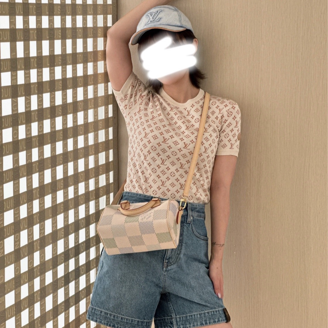 未使用 LouisVuitton/路易威登 000950 拼色桑蚕丝满印短袖 XL