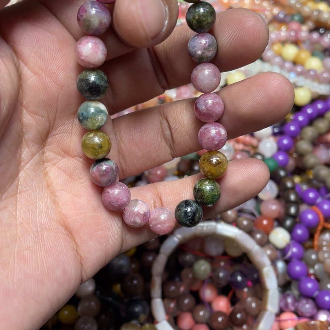 烟晶手链银S800镀金镶嵌