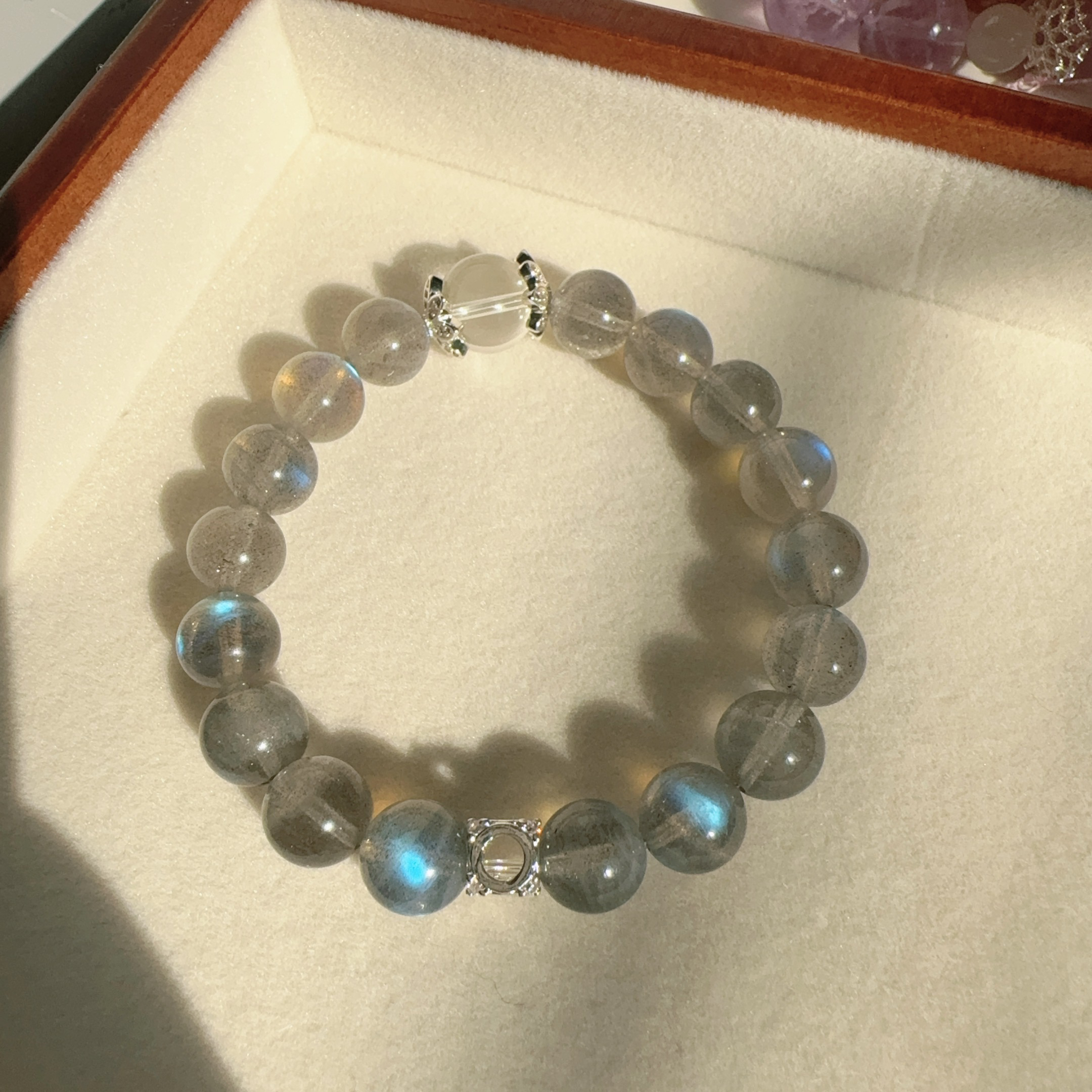 【灰月光】月光石手链天然冰种灰水晶手链手串