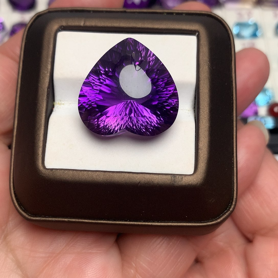 紫晶珠宝半成品未镶嵌海洋之星天然紫水晶21.6毫米精美千禧切