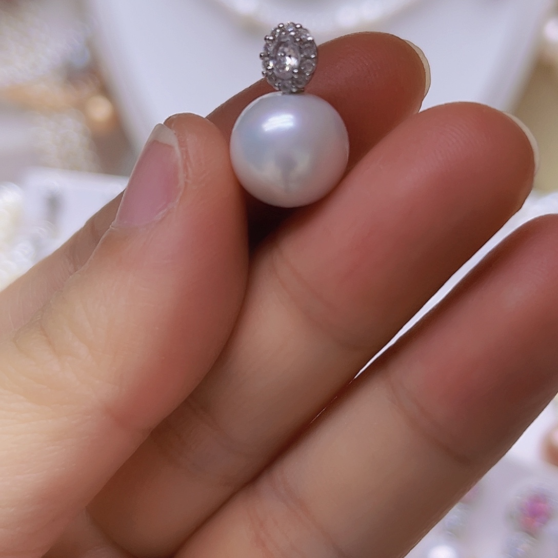 淡水珍珠银S925镶嵌吊坠或者耳钉