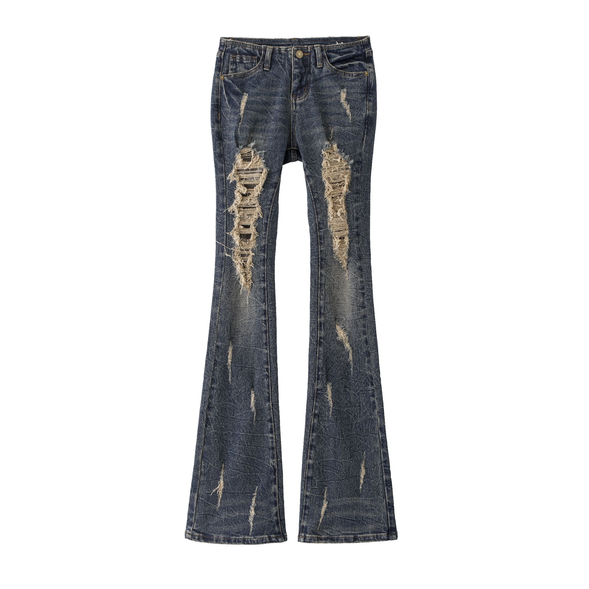 1JINN STUDIO 水洗破洞喇叭牛仔裤